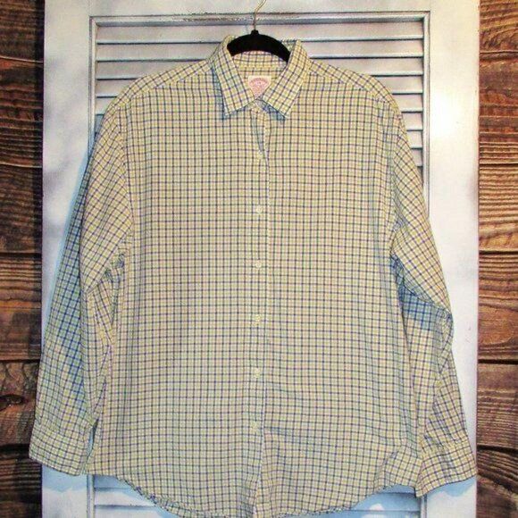Brooks Brothers Sz 14 Blue and Green Plaid Button Down - Picture 3 of 11